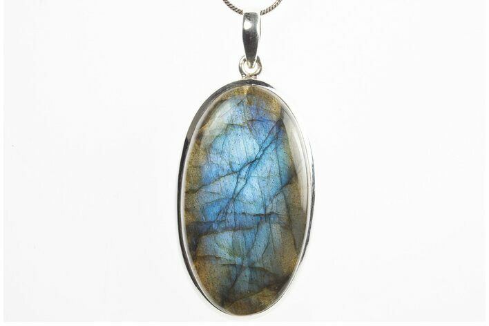 Brilliant Blue Labradorite Pendant with Chain #317623